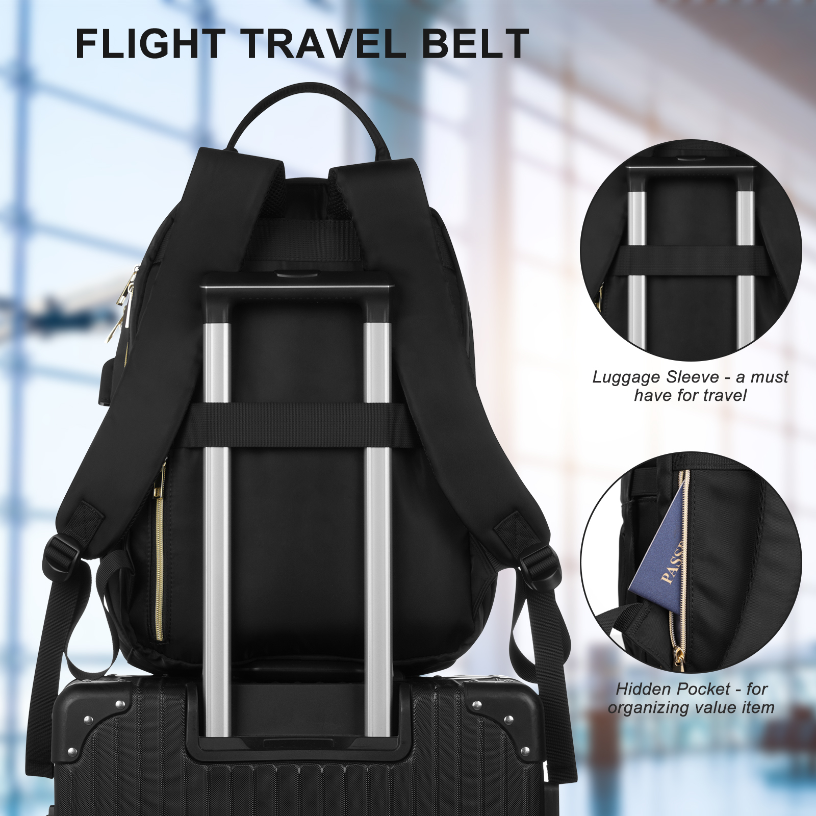 Backpack for Women fits 15.6inch Laptop，Travel Laptop Backpack，Black