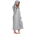 thumbnail image 3 of Womens Zip Up Robe Nightgown Long Hooded Sweatshirt Bathrobe Long Sleeve Housecoat Lounger With Pockets, 3 of 4