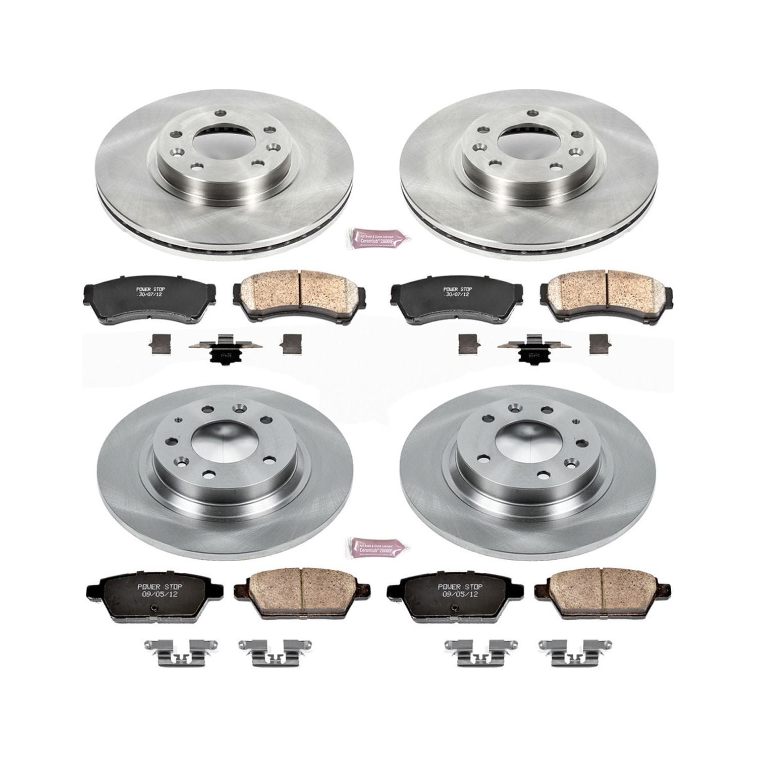 Power Stop Front and Rear Stock Replacement Brake Pad and Rotor Kit KOE200