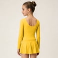 thumbnail image 5 of BFHHYA Girls Ballet Leotards Long Sleeve Round Neck Ballet Dress Casual Solid Color Chiffon Skirt Leotard for Girls 3-15 Years, 5 of 6