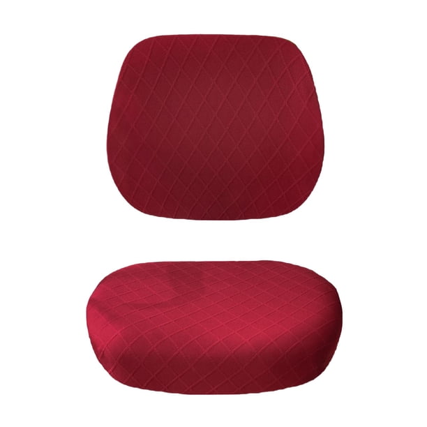Funda de asiento de silla giratoria para el hogar, funda protectora de cojín, elástica, lavable, fácil de limpiar Cuadro Jacquard vino Tinto