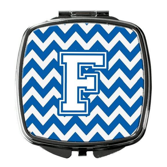 Letter F Chevron Blue and White Compact Mirror CJ1045-FSCM