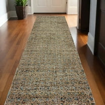 HomeRoots 12' Runner Blue And Beige Geometric Power Loom Runner Rug