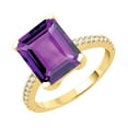 thumbnail image 2 of Gold Over Sterling Silver with Natural Amethyst and White Topaz Solitaire Ring, 2 of 3