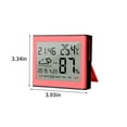 thumbnail image 3 of Temperature Humidity Meter, Large LCD Screen Digital Weather Station Clock, Multifunctional Electronic Thermometer Hygrometer with Alarm Wall Desk Mount, Pink, 3 of 7
