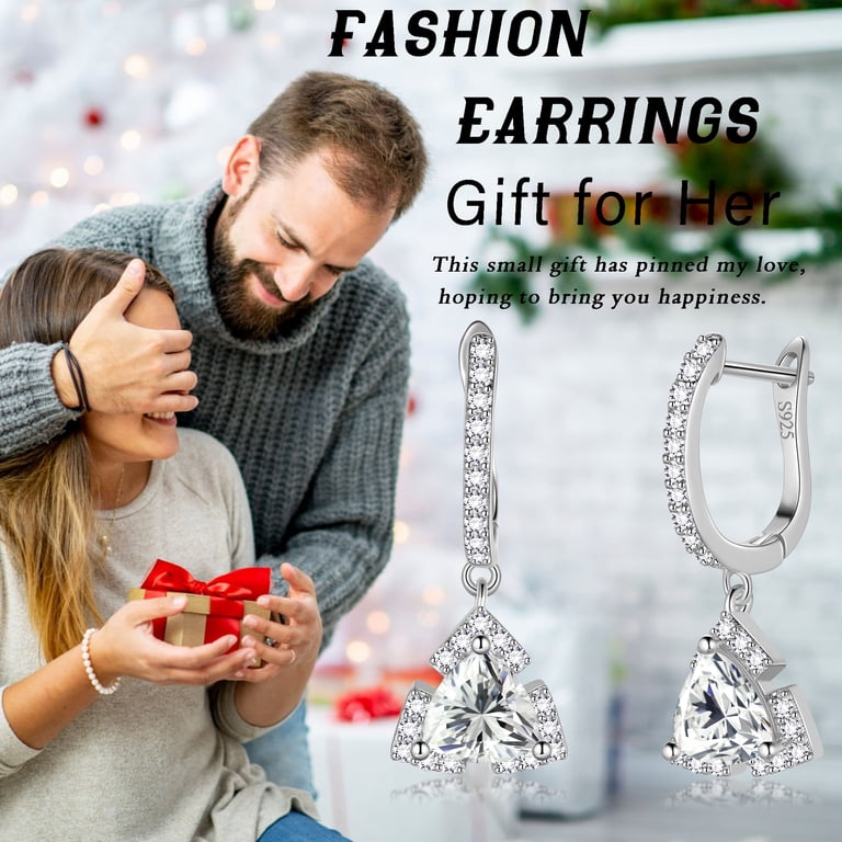 Sterling Silver Dangle Earrings For Women - 14k Gold Plated Double Linear Drop Statement Earrings