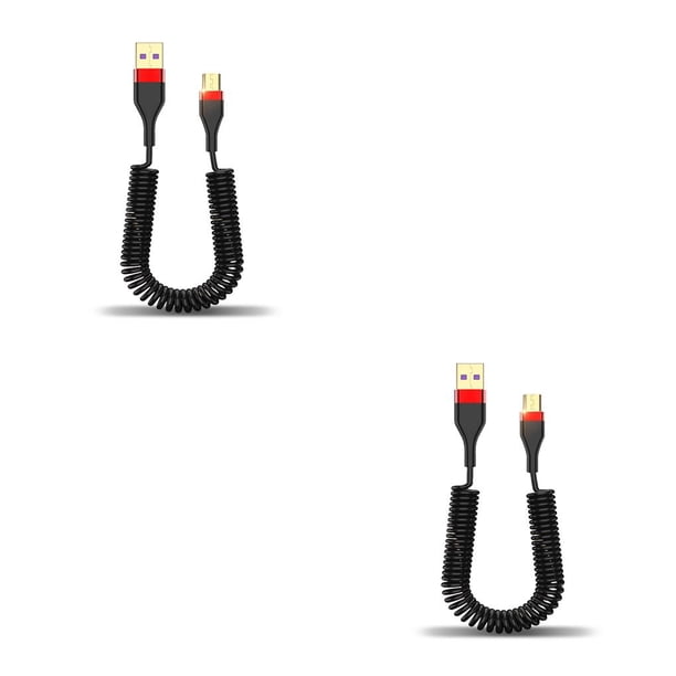 Moyic Cable de carga Cable de carga retráctil Cable de datos telescópico escalable reemplazable de viaje para Office 3A Tipo 2 Negro Rojo No.04 2piezas