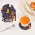 thumbnail image 3 of Yayeee 6 PCS Drink Coasters with Holder Set Woven Absorbent Round Tabletop Hot Pad, Halloween Colorful Ghosts, 3 of 7