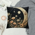 thumbnail image 2 of COMIO  Abstract Boho Gold Moon Stars Flowers Decorative Pillowcase Throw Pillow Cover, Modern Art Crescent Moon Sky for Sofa Bed Room Home Bohemia Decor, 2 of 5