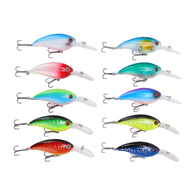 10 Uds Crankbait Artificial cebo de pesca 3D accesorios de pesca para lubinas de agua dulce