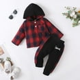 thumbnail image 6 of GYRATEDREAM Toddler Baby Boy Clothes Long Sleeve Tops Plaid Hoodie Sweatshirt + Sweatpants Little Boy Fall Winter Outfits Set 0-24 Months, 6 of 16