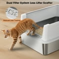 thumbnail image 3 of Stainless Steel Litter Box with High Sides: Top Entry Cat Litter Box for Small Cat, Anti-Urine Leakage, Non-Stick Bottom, 17.4"x13.4"x8.4", Silver gray, 3 of 9