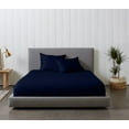 thumbnail image 4 of 25-INCH EXTRA DEEP POCKETS - Pure Organic Cotton Sheets - Twin XL Size, Navy Blue Color, Bedsheet 1000-Thread-Count, 4 of 7