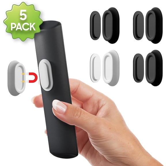 5-Pack Magnetic Remote Holder Wall Mount with Strong N52 Magnets, Self-Adhesive Remote Organizer for TV & AC Remotes – Black/Gray/White