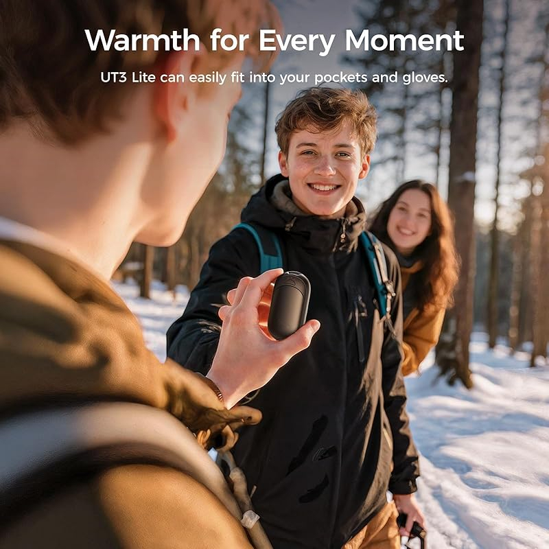 Magnetic Hand Warmers Rechargeable 2 Pack, Electric Hand Warmers with Smart Heating 3 Settings, Ultra Slim Portable Pocket Heater for Camping, Hunting,  Christmas Gifts for Men and Women（Black）