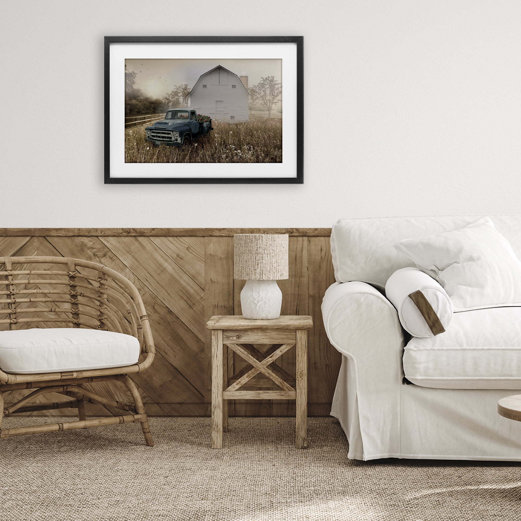 Stupell Industries Vintage Pickup in Wildflowers Black Framed Print Under Glass, design by Nan