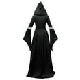 thumbnail image 5 of Vintage Gothic Hooded Witch Dress with Bell Sleeves and Cinched Waist, 5 of 8