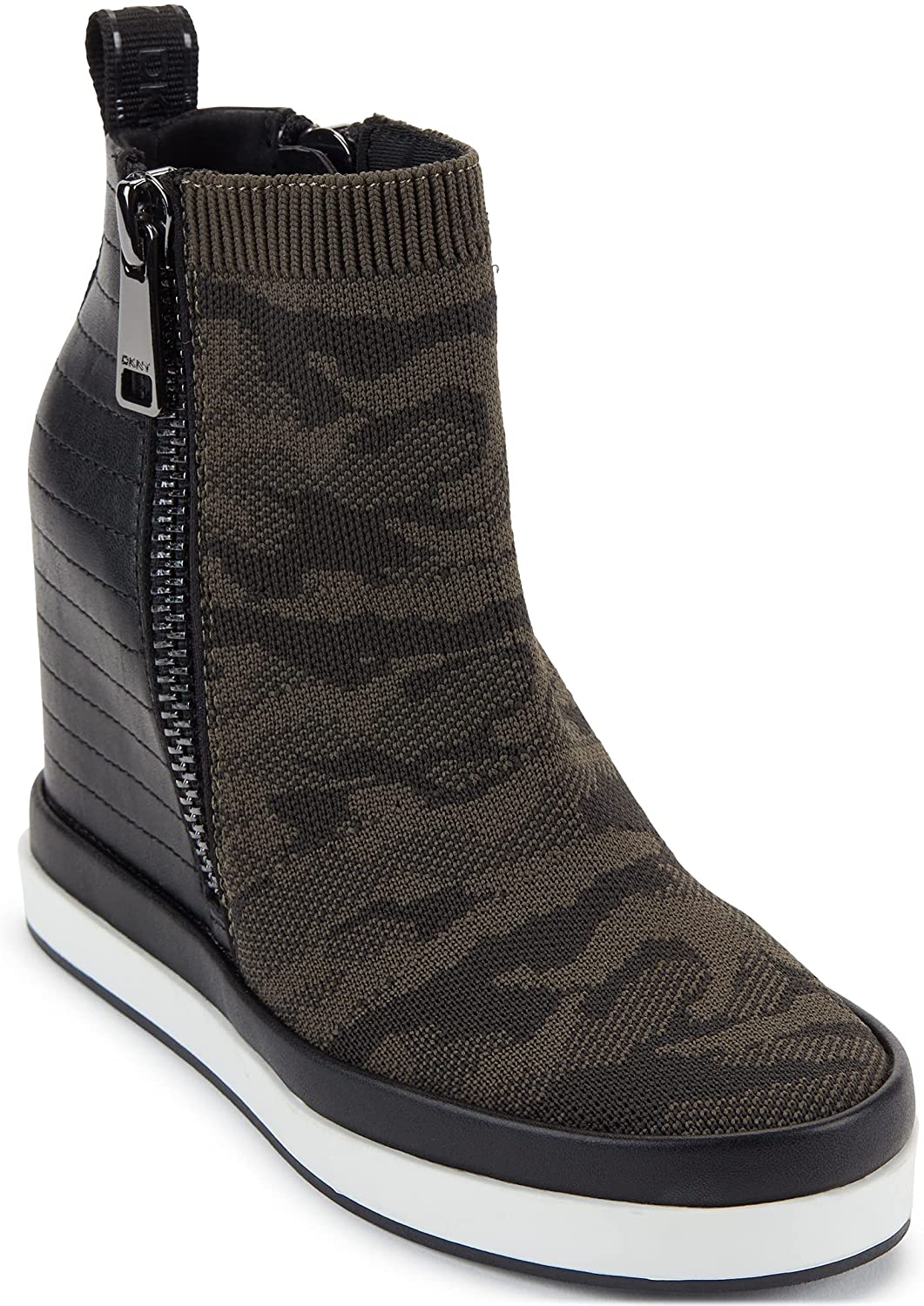 dkny women's high top slip on wedge sneaker
