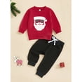 thumbnail image 2 of Suealasg Baby Boy Christmas Outfits 6 9 12 18 24 Months Infant Boys Long Sleeve Santa Claus Print Sweatshirt Long Pants Set 2Pcs Christmas Clothes, 2 of 8