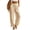 Beige, variant on Vivianyo HD Women's Linen Blend Summer Casual Wide Leg Pants, Ladies Drawstring Elastic Waist Roll-Up Cuff Solid Fall Loose Long Trousers with Side Pocket, Women's Black, Sizes S-2XL