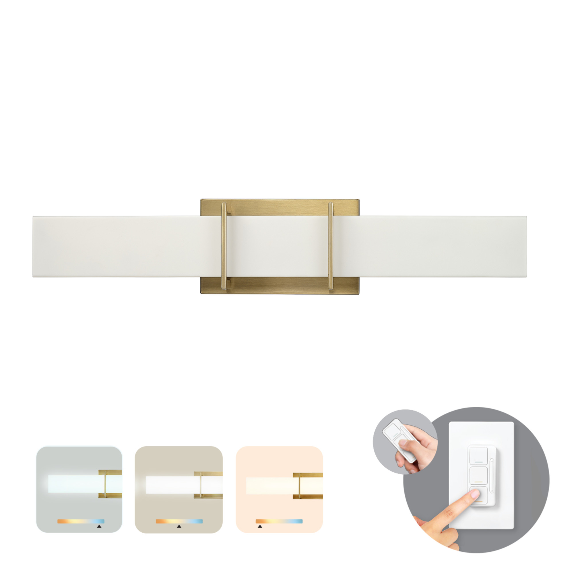 Globe Electric AmbianceSelect™ Modern 24" Brass Dimmable Color Adjustable LED Vanity Light with Remote