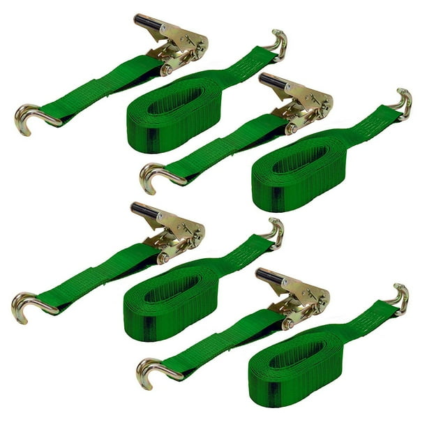 Keeper 04618 16 Foot x 2 Inch Ratchet Tie Down Straps with J Hooks (4