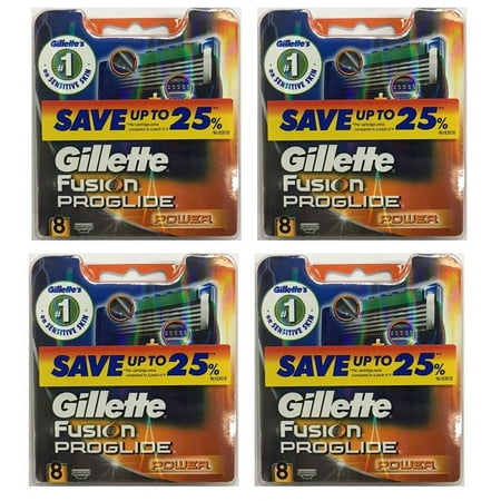 Gillette Fusion ProGlide Power Refill Cartridge Blades, 32 Count (4 Packs of 8) + Beyond BodiHeat Patch, 1 Ct