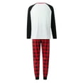 thumbnail image 3 of Christmas Family Matching Pajamas for Dad Mom Kids Baby, Long Sleeve Deer Letter Print T-Shirt Plaid Pants Sleepwear Set, 3 of 7