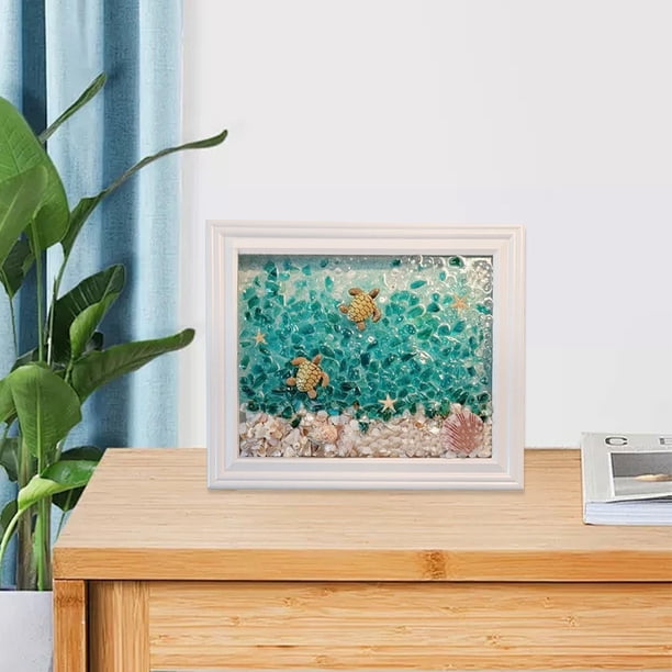 Kit De Arte De Resina Con Temática Oceánica LYJZYXGS - Marco 23x18cm, Incluye Resina, Conchas, Vidrio Marino Y Accesorios - Manualidades Para Adultos Y Principiantes