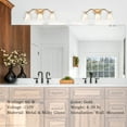 thumbnail image 3 of Moose Bergamo 3-Light Brass Bathroom Light Fixture with Frosted Glass, 3 of 7