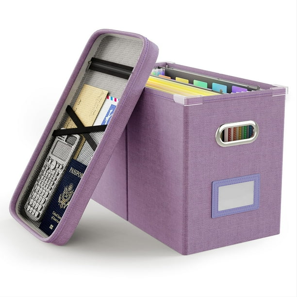 Organizador de archivos Oterri Taro morado 27x21x34 cm con tapa
