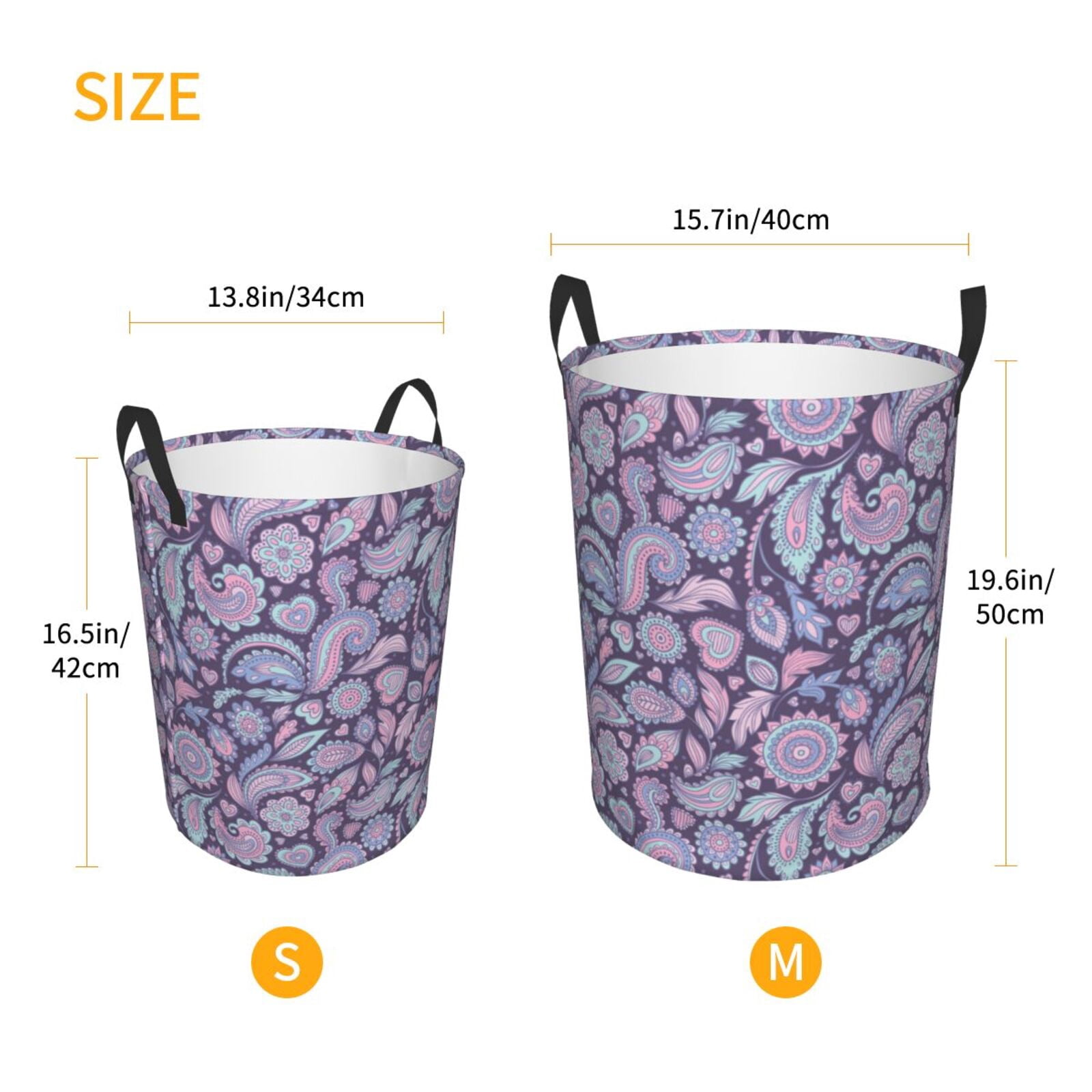Large Laundry Basket with Handles - Paisley Print No.J91 Kids Baby Dirty Clothes Laundry Hamper for Bedroom Aesthetic