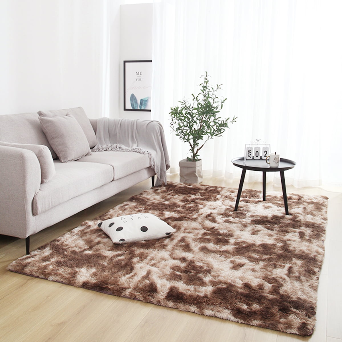 Brown MIULEE Fluffy Rug Soft Shaggy Faux Fur Area Rug Luxury Plush Rectangle Carpet for Bedroom Living Room Sofa Chair 2 x 3 Feet