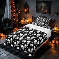 thumbnail image 3 of Homewish Happy Halloween Twin Sheets, Gothic Skull Bone Bedding, Black White, 3 Pieces (1 Flat Sheet, 1 Fitted Sheet and 1 Pillowcase), 3 of 6