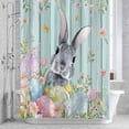 thumbnail image 2 of Shower Curtain, Bunny Eggs Easter Waterproof Fabric Bathroom Shower Curtains Set with Hooks,72 X 72 Inch Long, Spring Lilies Flowers Pastel Blue Wood, 2 of 9