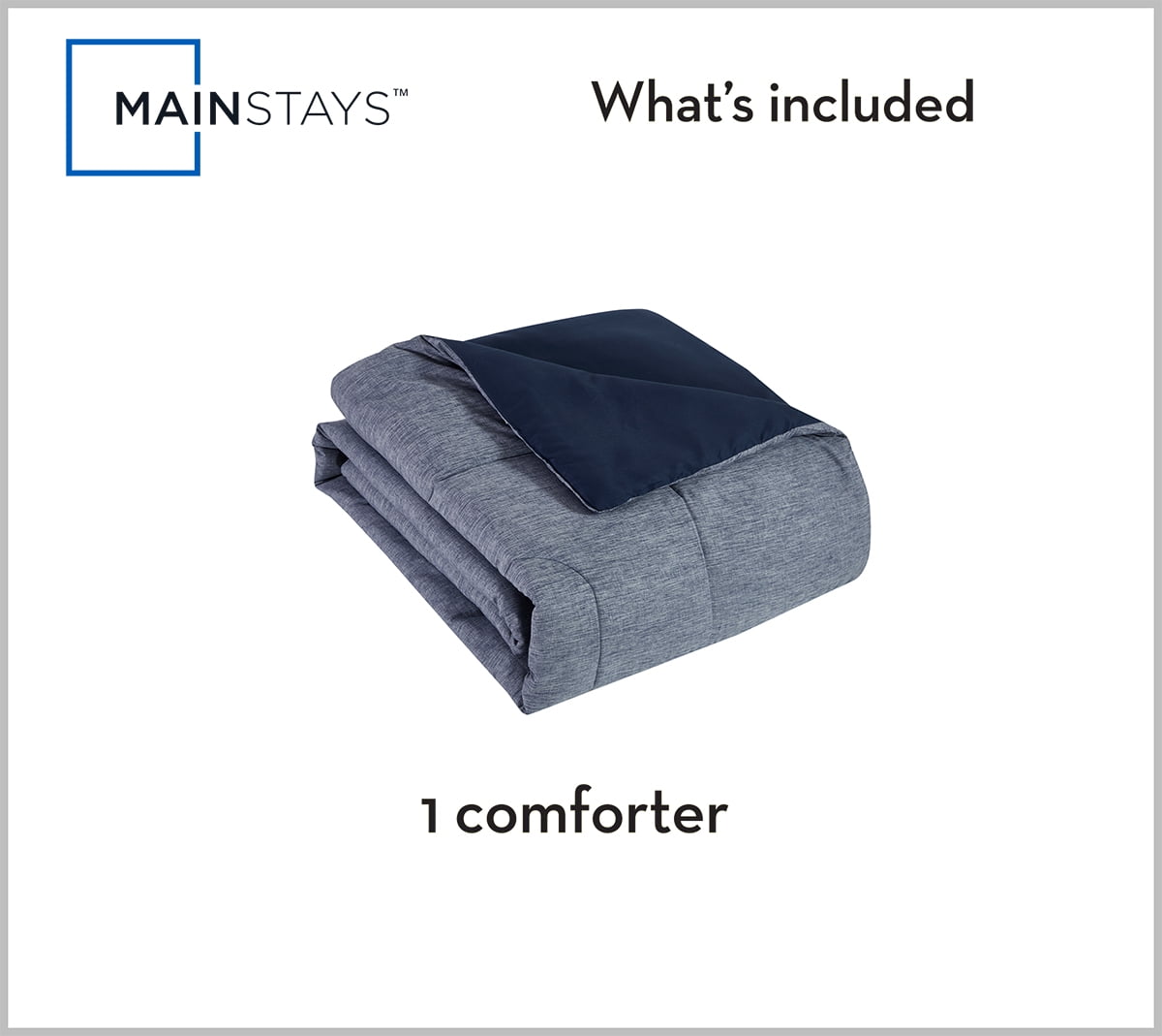 Mainstays Super Soft Microfiber Reversible Comforter, Twin-XL, Navy, 1 Piece