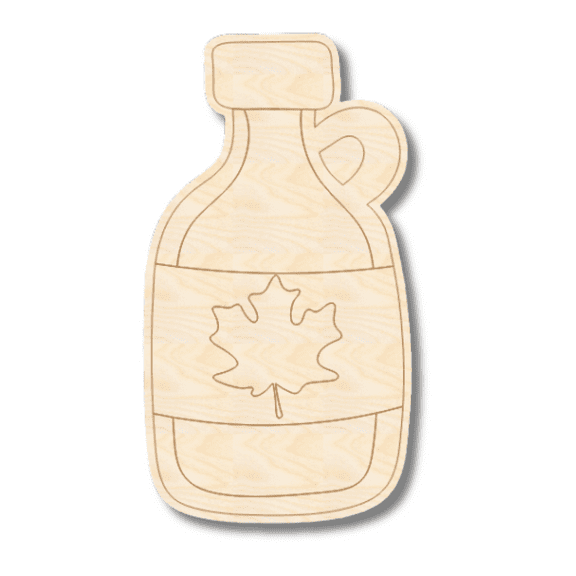 Unfinished Wood Etched Maple Syrup Shape 4" / 1/8"