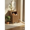 thumbnail image 4 of UGTOO Nightstands Set of 2, Mid-Century Modern Bedside Tables with 2 Fluted Drawers and Open Shelf, Narrow Walnut End Side Table for Bedroom Small Spaces, 4 of 18