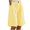 thumbnail image 3 of Jinhomg Teen Girls Linen Shorts Knee Length Bermuda Shorts Striped Gingham Baggy Cute Lounge Shorts Resort Plaid Girls Bottoms with Pockets for 4-13Y, 3 of 7