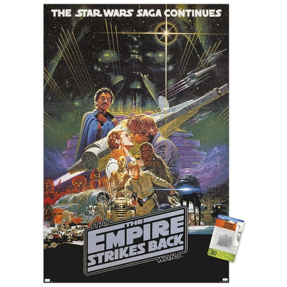 Star Wars: The Empire Strikes Back - Kiss One Sheet Wall Poster with Pushpins, 22.375" x 34"