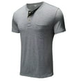thumbnail image 4 of Frontwalk Mens Fashion Henley Collar Summer Tops Button Down Plain Basic Tee Men Short Sleeve Holiday Blouse Light Gray S, 4 of 5
