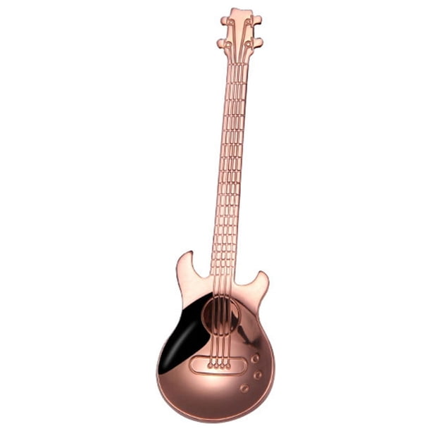 Gibobby Cuchara de guitarra de inoxidable, cuchara de café, cuchara agitadora, de hielo chapada en titanio, cuchara de música, regalo pequeñ(C)