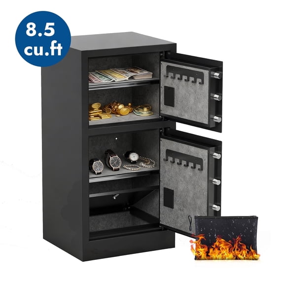Sapital Heavy Duty Dual Door Safe Box with Hidden Lock Box and Fireproof Bag, Safe with Removable Shelves for Home and Office