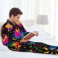 thumbnail image 6 of Uemuo Mexican Flower Traditional1 Pattern 2-Piece Loungewear Set - Men’s Soft Sleepwear, Cozy Winter PJs, Comfy Sleep Set-X-Large, 6 of 7