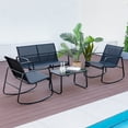thumbnail image 4 of Gymax 4 Piece Rocking Bistro Set Patio Furniture Set w/ Loveseat 2 Rocking Chairs Black, 4 of 10