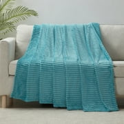 Nestl Cut Plush Fleece Blanket, Soft Lightweight Fuzzy Luxury Throw Size Bed Blankets for Bed, Throw, Teal