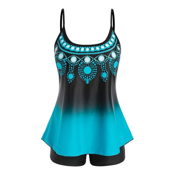 Talla grande Ombre Imprimir Boyless Boyshort Tankini Traje de baño Rosegal Blusas Tallas Grandes