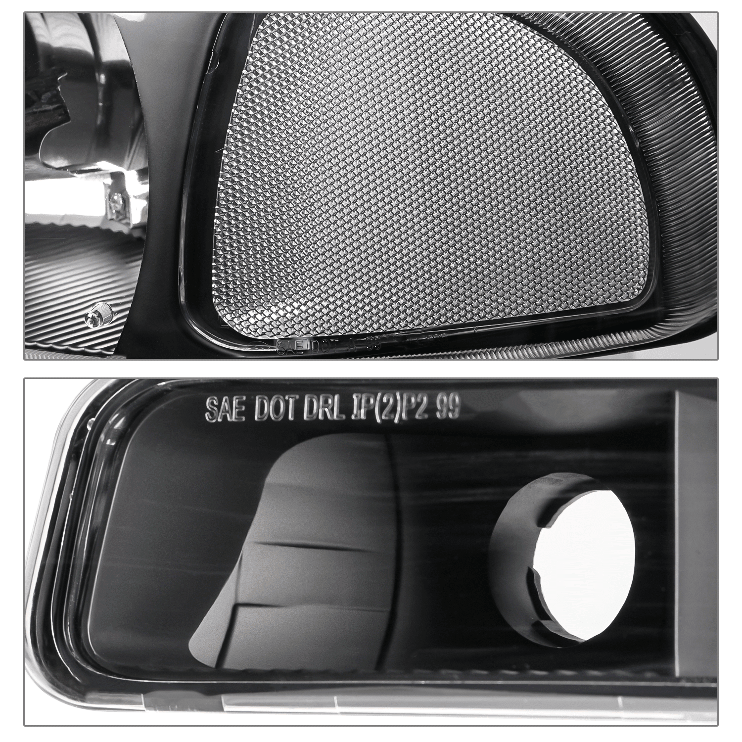 M-AUTO Headlight Assembly Headlamps Replacement for 1999-2007 GMC Sierra Truck, Black Housing Clear Lens Clear Reflector