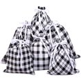 thumbnail image 1 of 6 Pack White and Black Plaid Drawstring Bag Cotton Drawstring Storage Sack Present Xmas Gift Bags Party Favors Bags, 1 of 8