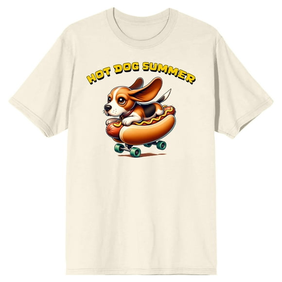 Hot Dog Planche à Roulettes d'Été Hotdog Pain Chien sur T-shirt Adulte à Manches Courtes Naturel-Grand